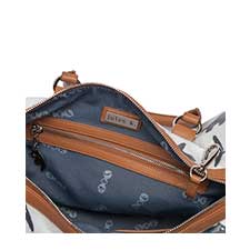 The jules k. Lennea Barrel handbag zipper.